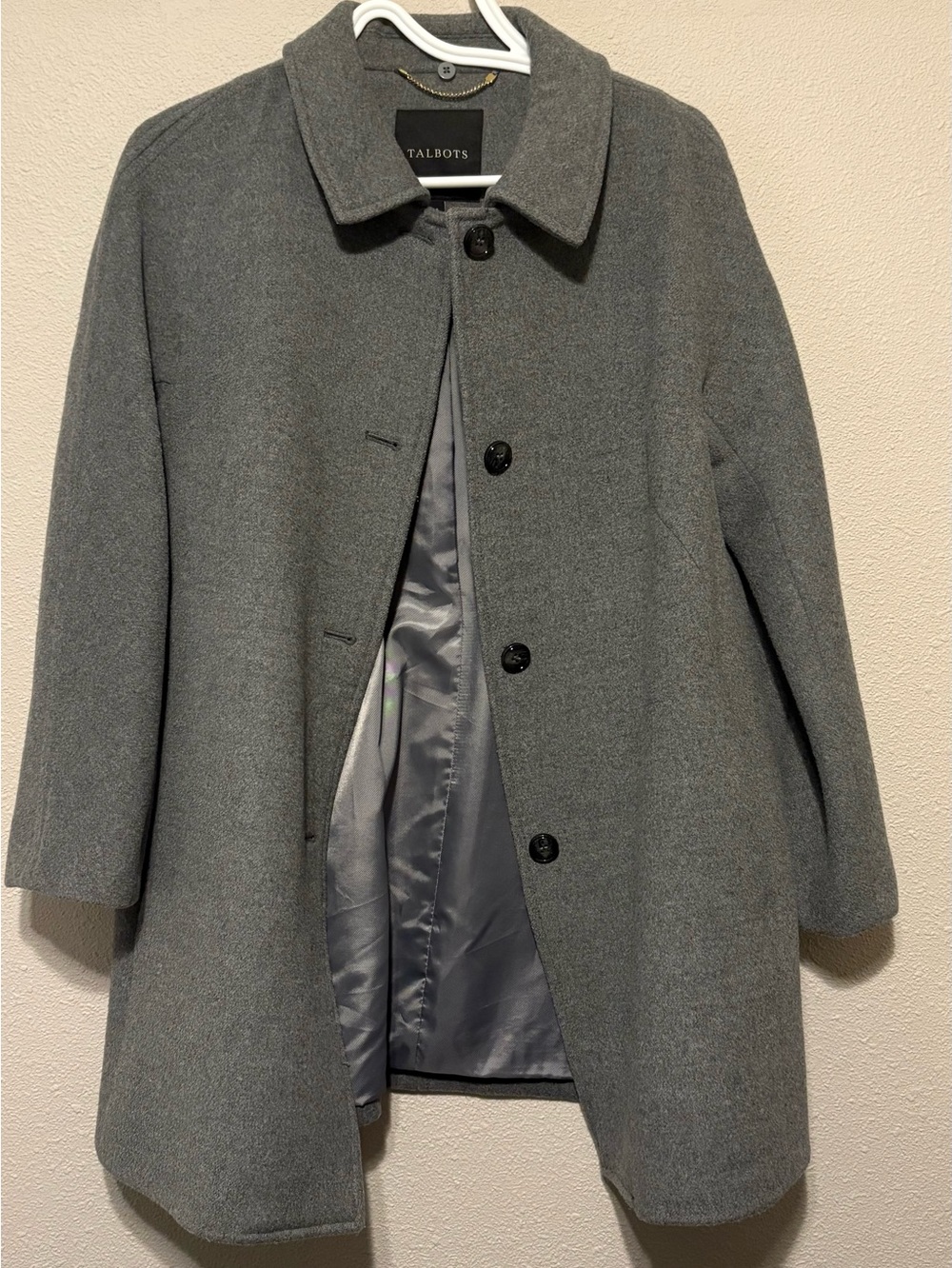 Classic Talbots Gray Wool-Blend Single-Breasted Peacoat